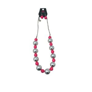 Paparazzi Pink and Silver Necklace Set